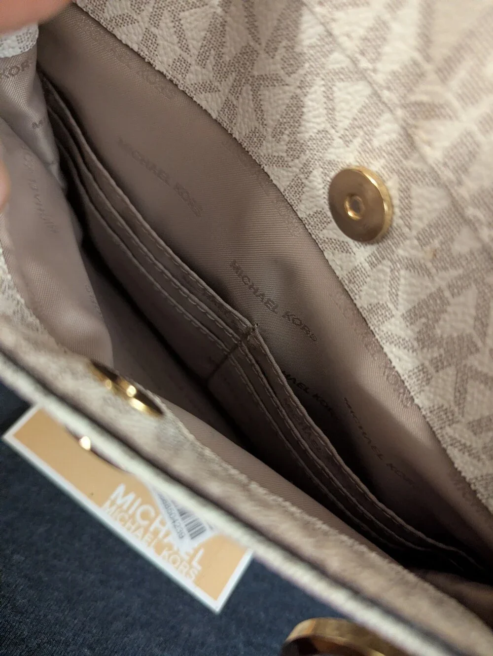 Michael Kors Beige Logo medium Tote with Tan Trim